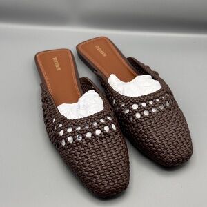 Reiss Chocolate Marta Woven Slip-On Mules EU 40